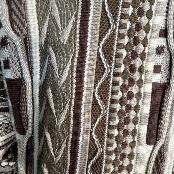 Vintage 90s Protégé Collection 3D Knit Sweater Brown Neutral Geometric Pattern - Picture 7 of 10